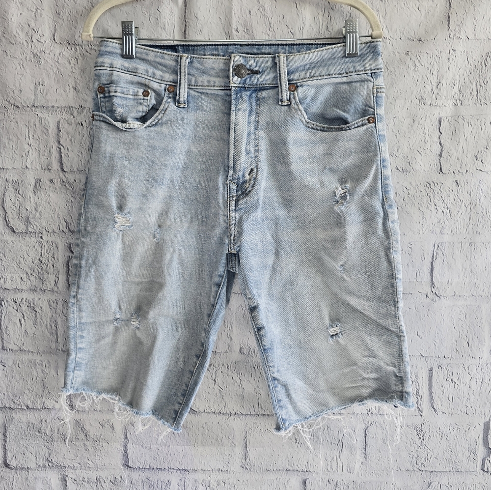 American Eagle Jorts Airflex Men's Light Wash Distressed Denim Shorts 30 - Picture 3 of 15